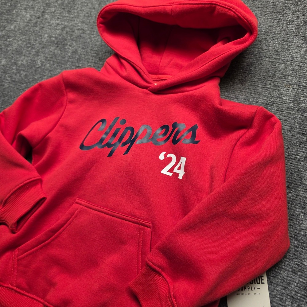 Courtside Supply LA Clippers 24 Intuit Dome Exclusive Red Hoodie Kids 4T NEW